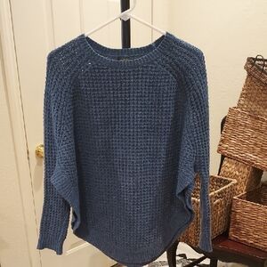 RALPH LAUREN, LRL LADIES DENIM Blue Women's SMALL Crew Neck Sweater. SOFT WAFFLE